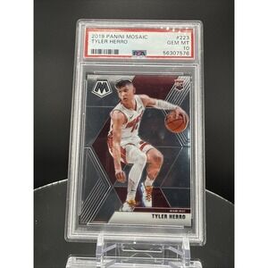 Tyler Herro #223 Panini Mosaic Rookie Card #223. White Jersey, Gem MT 10.